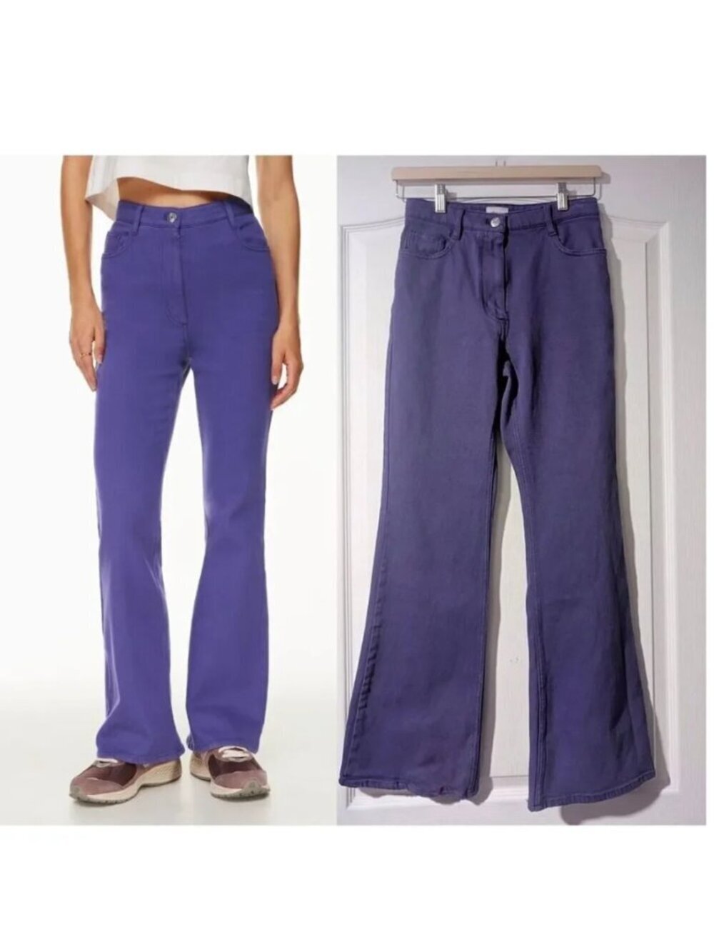 Aritzia Wilfred Free | Twostep High-rise Flared Pants In Deep Violet